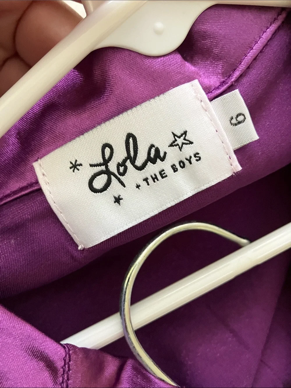 Lola + The Boys Purple Satin Pajama Set with Feather Trim